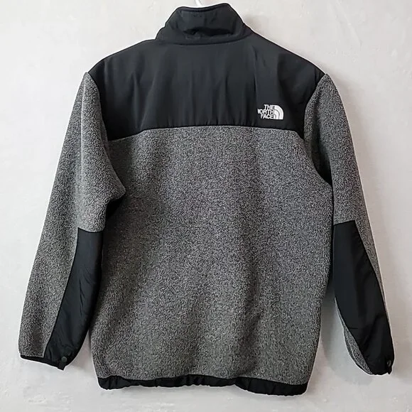 The North Face Denali Jacket Polartec Fleece Teen Boys Full Zip Black Gray XL